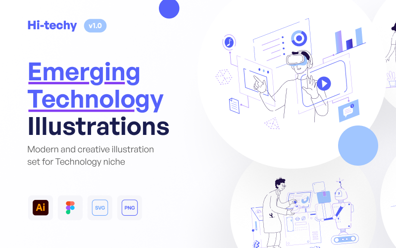 Hi-Techy - conjunto de ilustração de tecnologia emergente