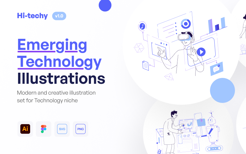 Hi-Techy - Conjunto de ilustración de tecnología emergente