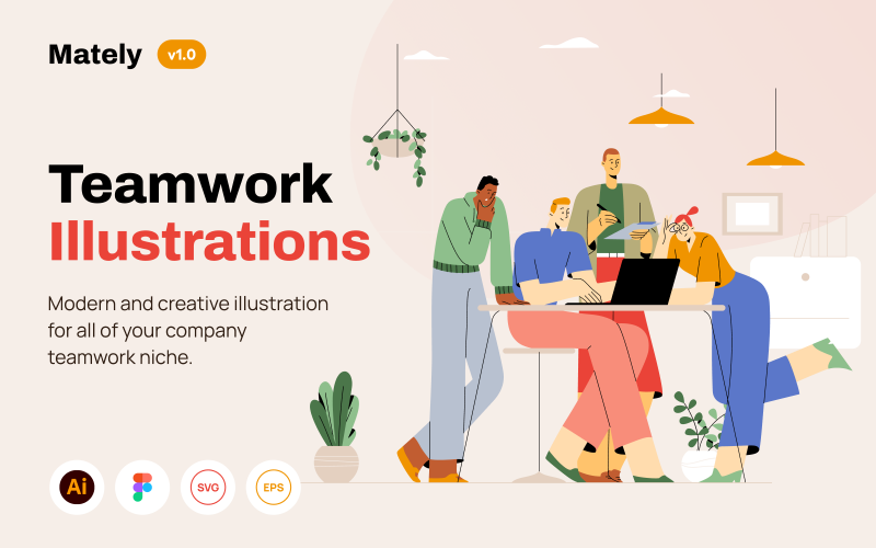 Mately - Illustrations de travail d'équipe