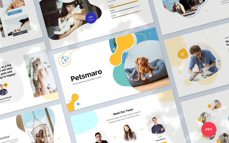 Petsmaro - Догляд за домашніми тваринами та ветеринарна презентація Шаблон PowerPoint
