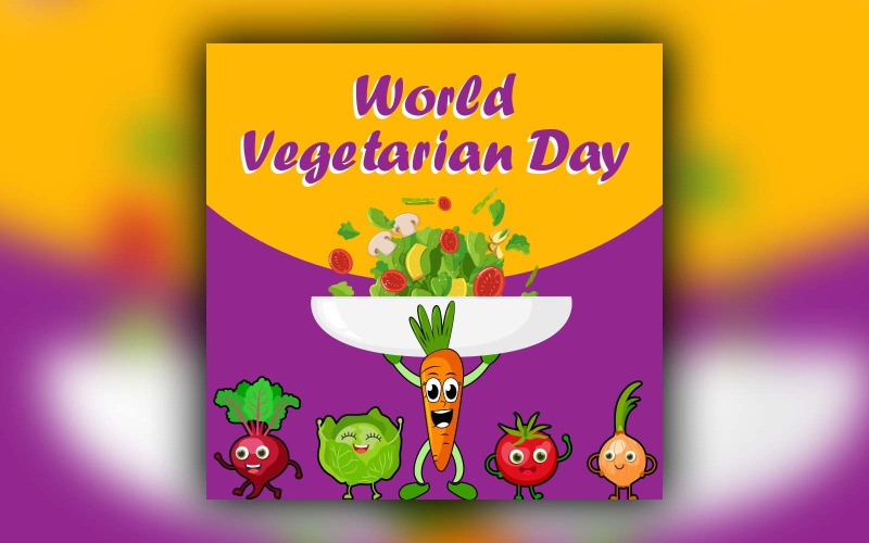 Progettazione di post sui social media per la Giornata vegetariana mondiale del nuovo mondo