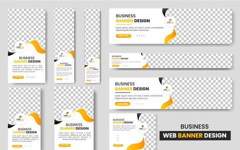 Set of creative web banners of standard size  modern template design