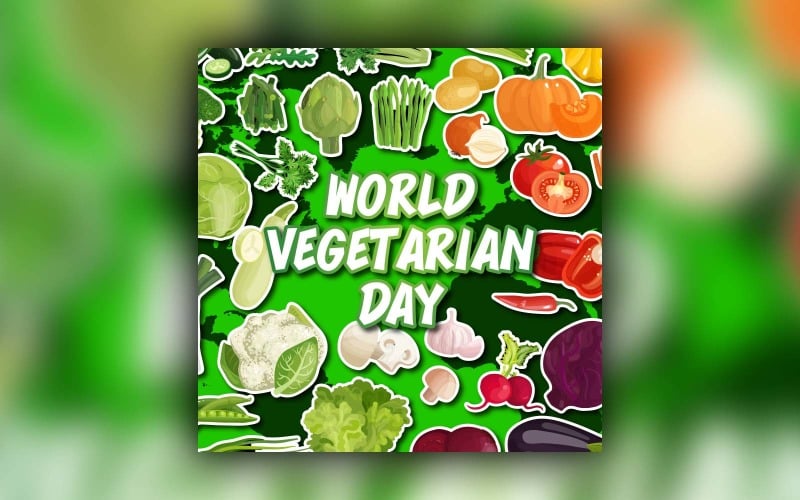 World Vegetarian Day Postdesign för sociala medier