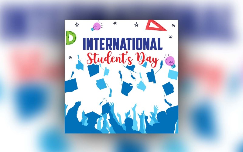 Conception de publication sur les médias sociaux de la Journée internationale des étudiants