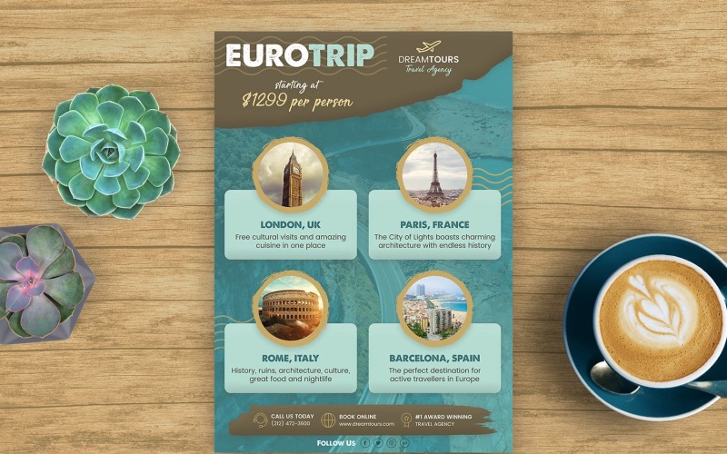旅行和旅游传单模板