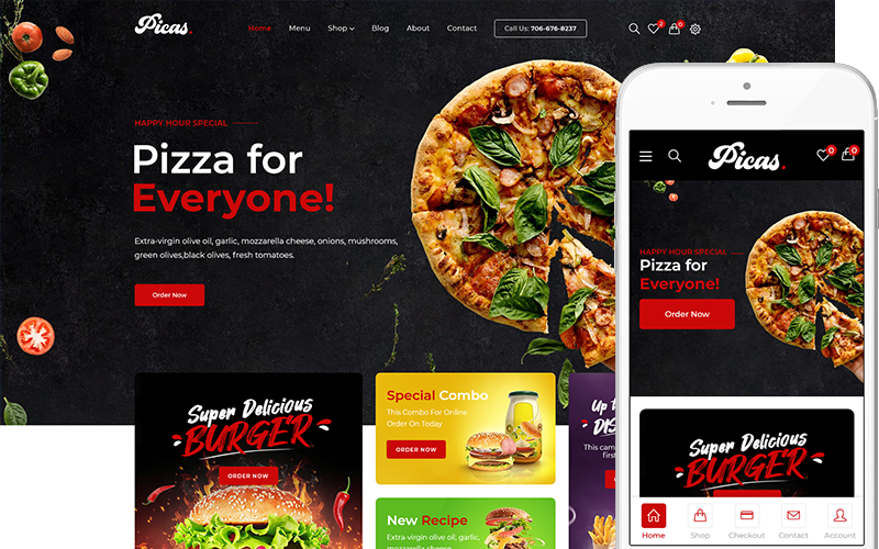 Picas - Thème WordPress WooCommerce pour restaurants de restauration rapide