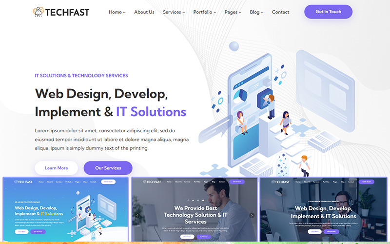 Techfast - Zakelijke dienstverlening en IT-oplossingen Multifunctionele HTML5-websitesjabloon
