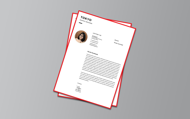 Tokyo Minimalist CV Resume Template #349511 - TemplateMonster