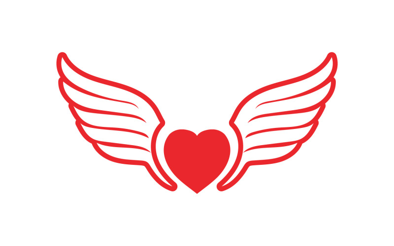 Vetor de logotipo de elemento de amor de coração de asa v.7
