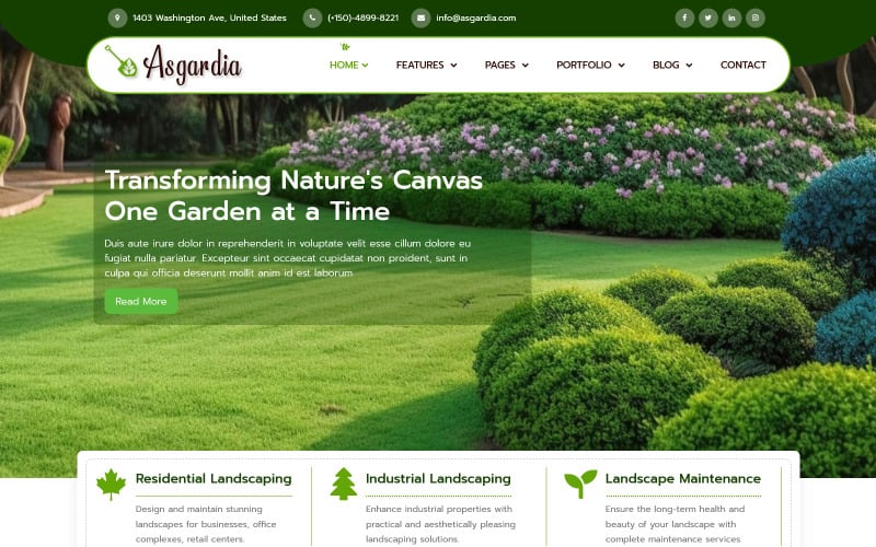 Asgardia Landscape Design and Gardening Joomla 5 a Joomla 4 Template