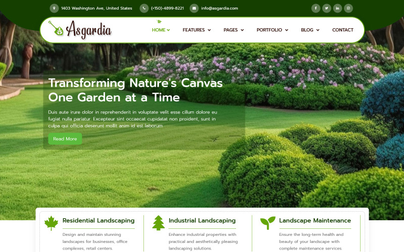 Asgardia landskapsdesign och trädgårdsarbete Joomla mall