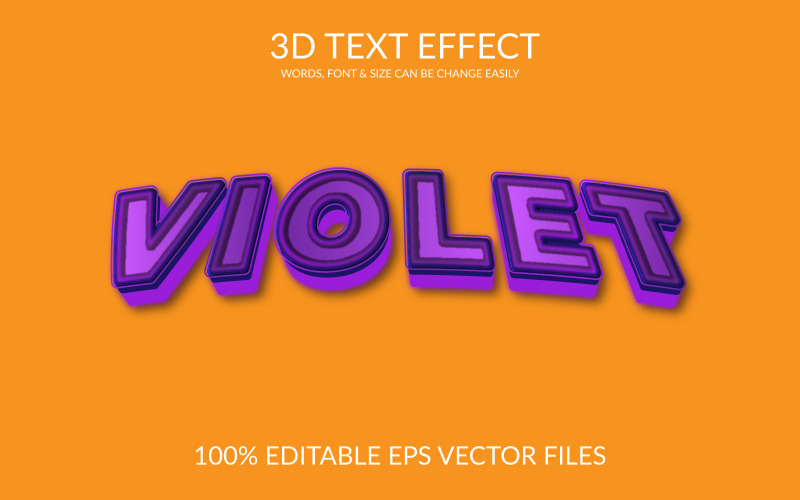 Design de efeito de texto 3d violeta