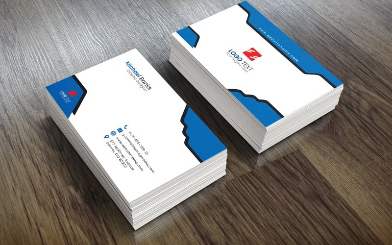 Elegante einfache kreative Visitenkarten-Design-Vorlage blau schwarz