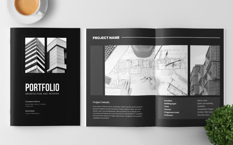 Minimalistický architekt Portfolio Prospekty Moderní rozvržení časopisu