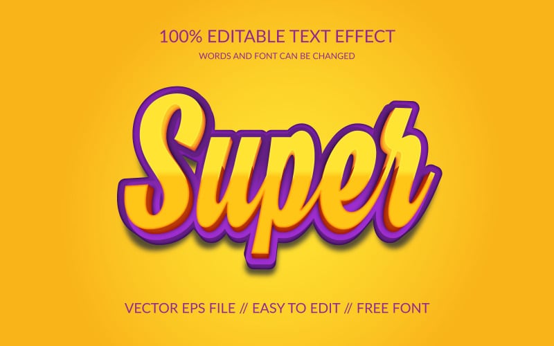 Super 3D bewerkbare Vector Eps-teksteffectsjabloon