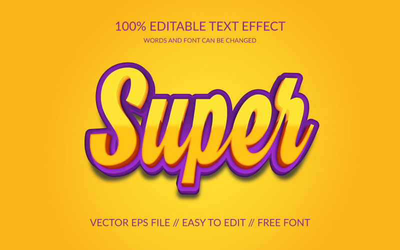 Super 3D redigerbar vektor Eps-texteffektmall