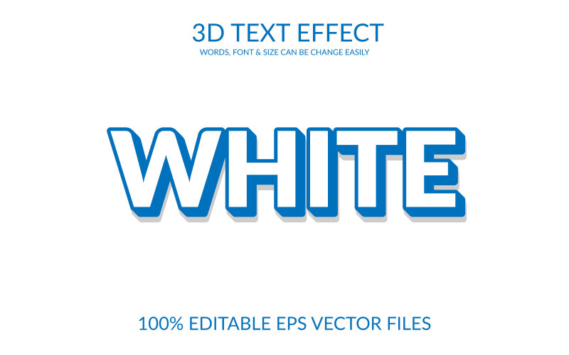 Vit 3D-redigerbar vektor Eps-texteffektmall