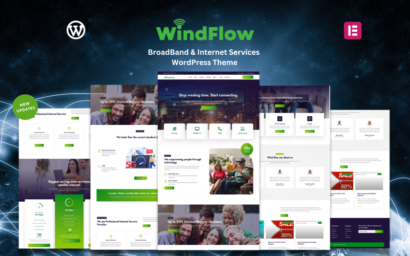 WindFlow - Bredband och Internettjänster WordPress-tema