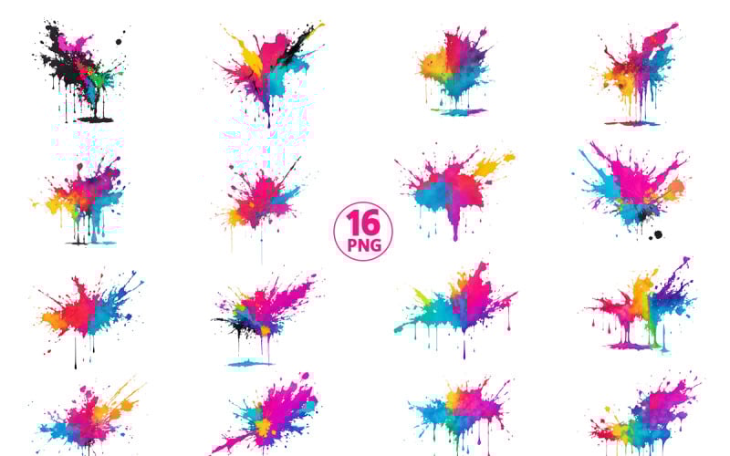Fond d'explosion de poudre d'éclaboussure de peinture arc-en-ciel coloré, éclaboussure d'encre d'alcool png transparent