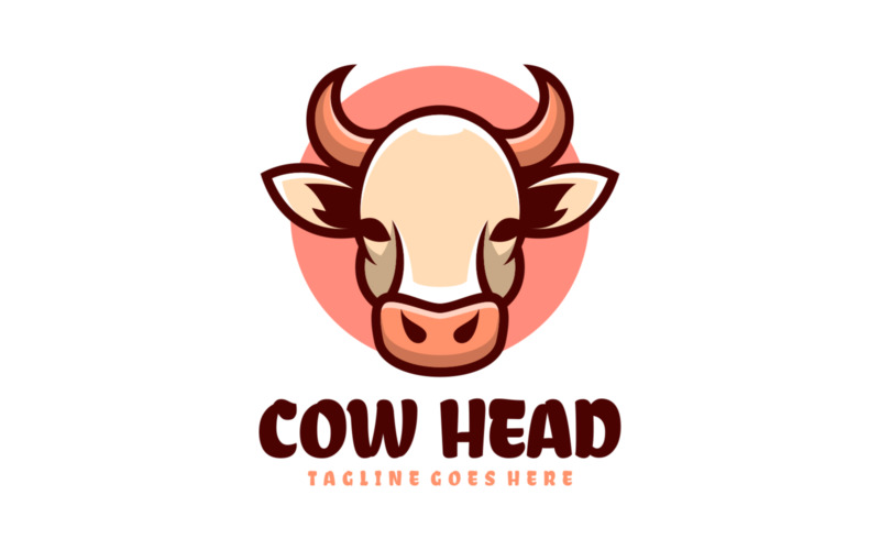 Голова коровы Простой логотип талисмана