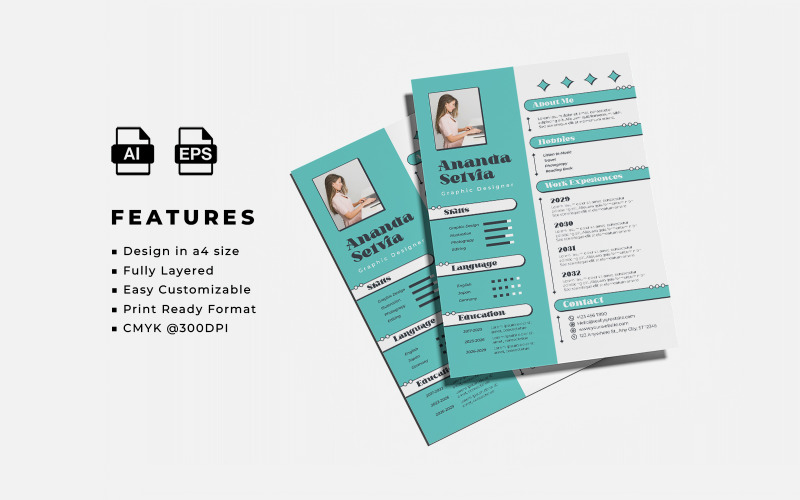 Resume and CV Template Flyer 4 #349909 - TemplateMonster