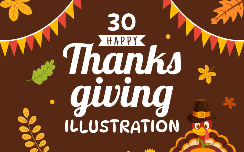 30 Šťastný den díkůvzdání ilustrace