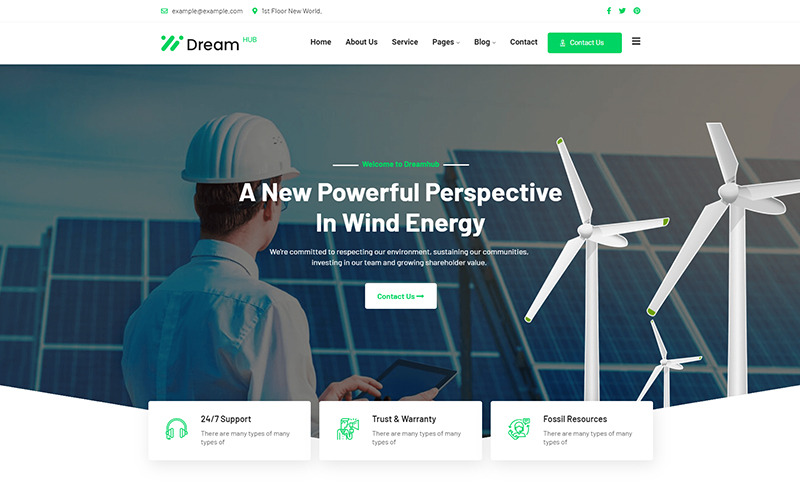 Thème WordPress pour l'écologie et l'énergie solaire DreamHub