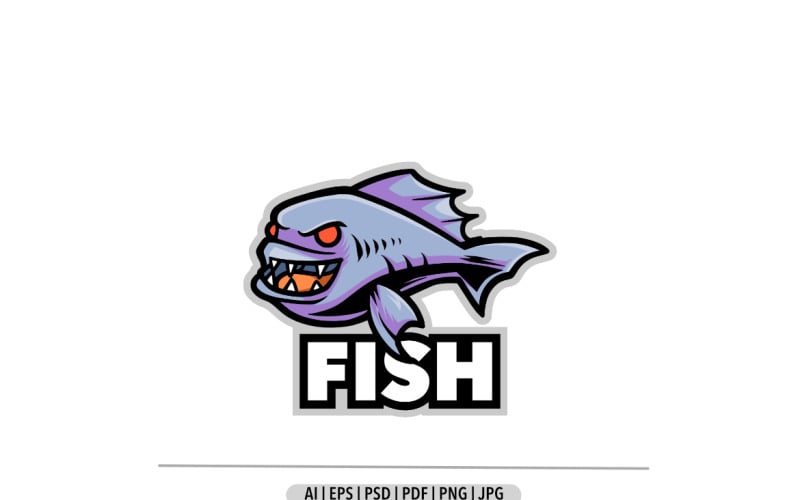 Diseño de logotipo de depredador de peces para el deporte.