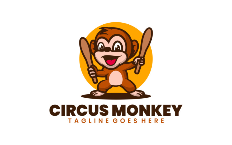 Logo de dibujos animados de mascota de mono de circo