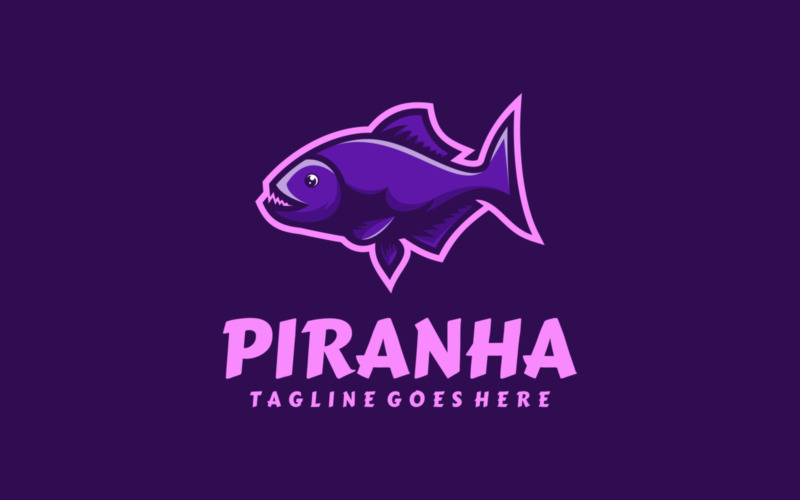 Logotipo de mascota simple de piraña 1