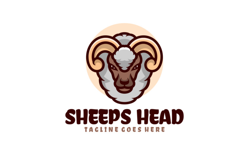 Logotipo de mascote simples de cabeça de ovelha