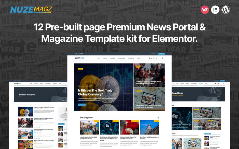 NUZEMagz - Portale di notizie premium e kit di modelli Elementor per riviste
