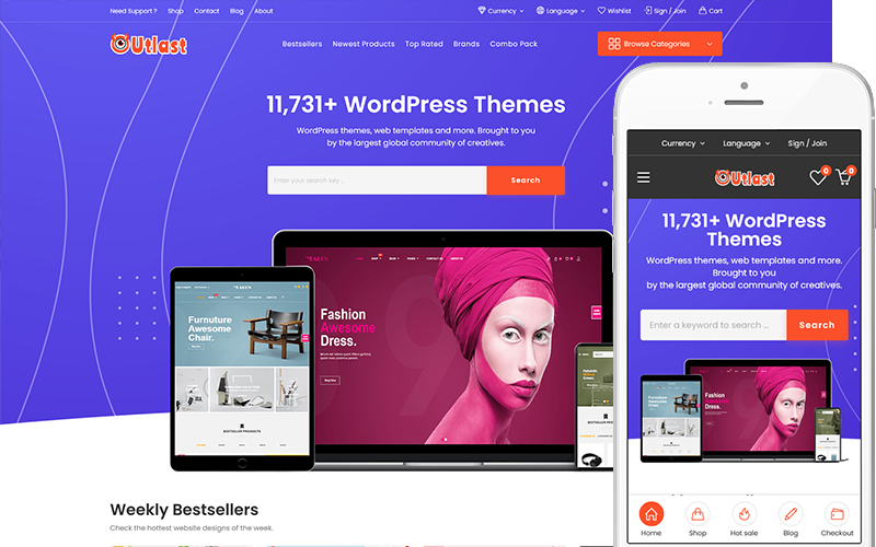 Outlast – téma WordPress pro digitální tržiště WooCommerce