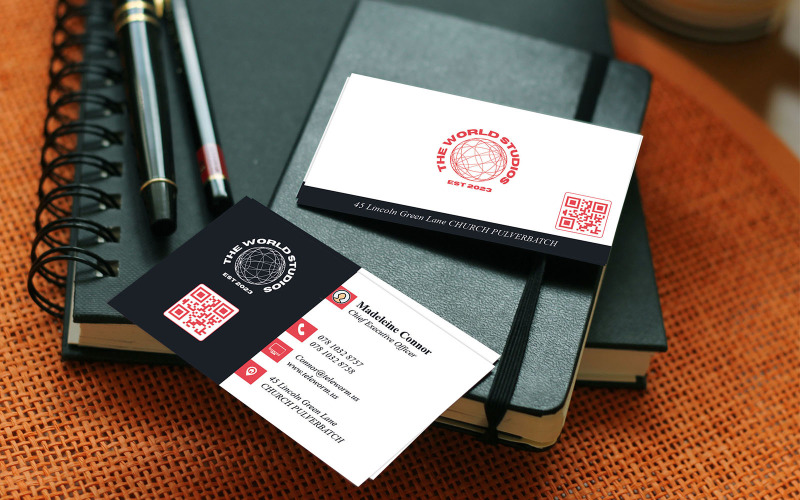 Professional Business Card 2 sided visiting card Red & Black Shades