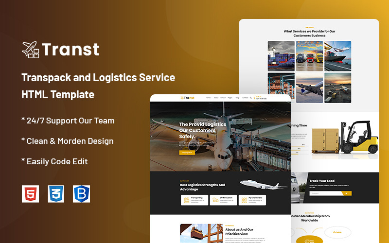 Transt – szablon strony internetowej usług transportowych i logistycznych