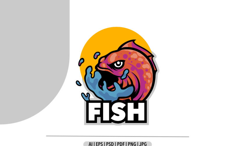 鱼捕食者标志设计模板