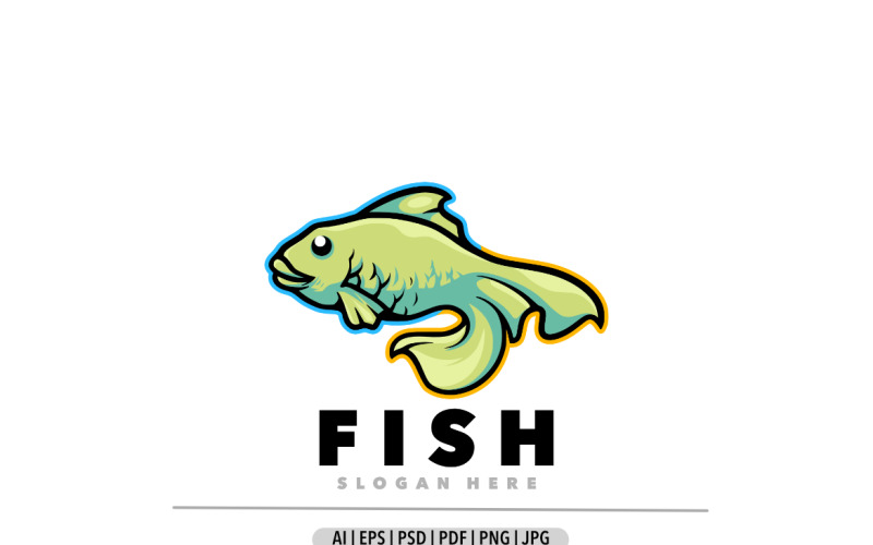 Cute fish mascot cartoon logo design