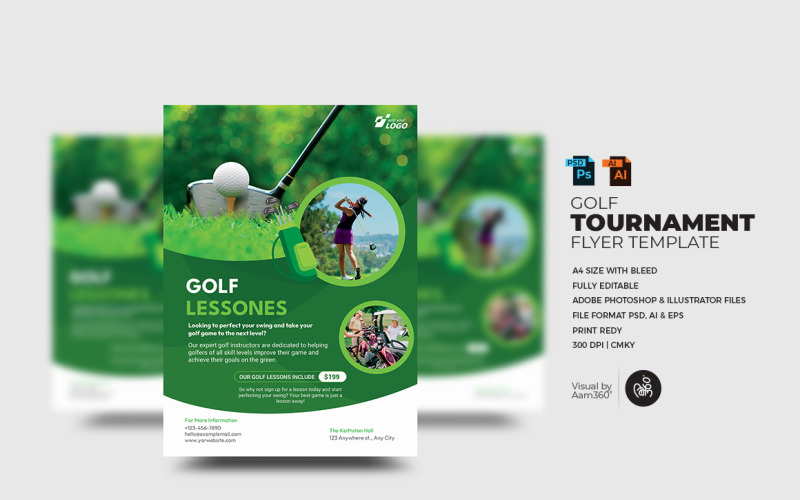 Golfverseny szórólap sablon