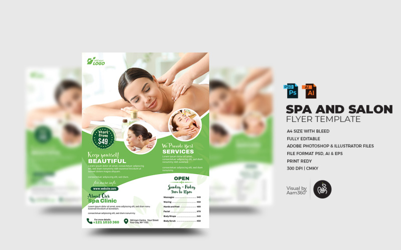 Modello di volantino per spa e salone
