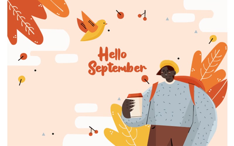 Ciao settembre autunno sfondo illustrazione