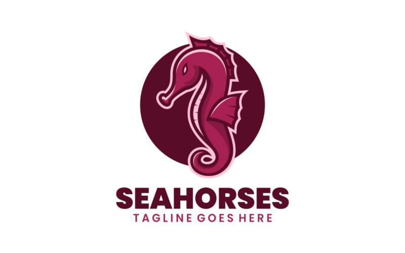Logotipo de mascote simples de cavalos-marinhos 1
