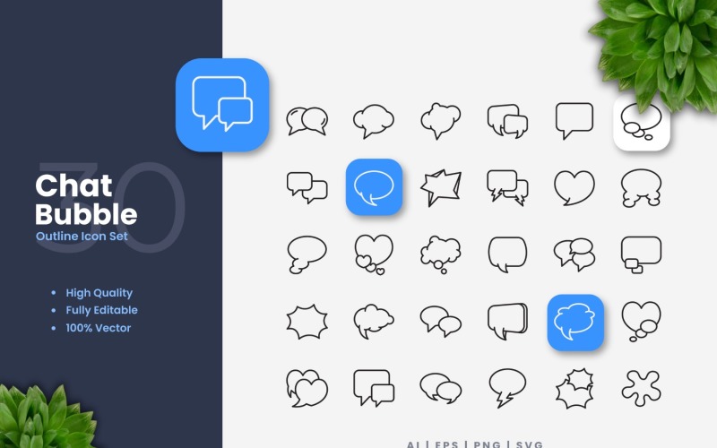 30 Chat Bubble Overzicht Icon Set