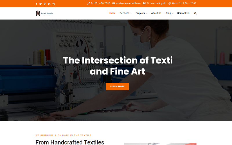 Modello Html per l'industria dei tessuti tessili