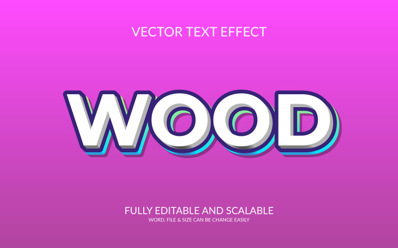 Dřevo upravitelné vektorové EPS 3D návrh šablony textového efektu