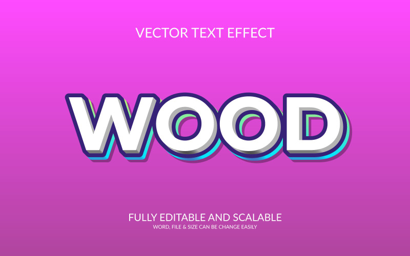 Hout bewerkbare vector Eps 3D teksteffect sjabloonontwerp