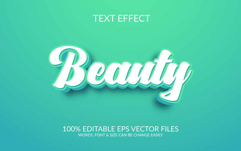 Modelo de efeito de texto Eps de vetor editável em 3D de beleza