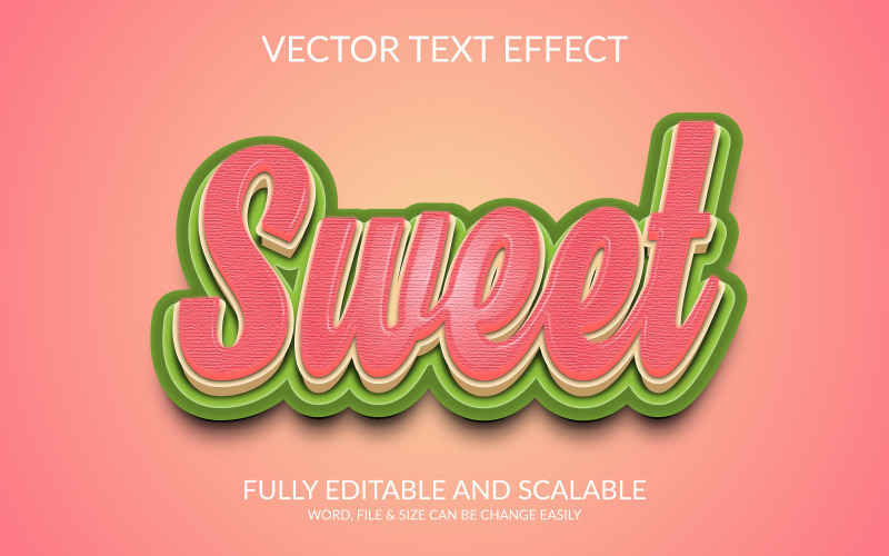 Sladký 3D vektor Eps Textový efekt šablony Design