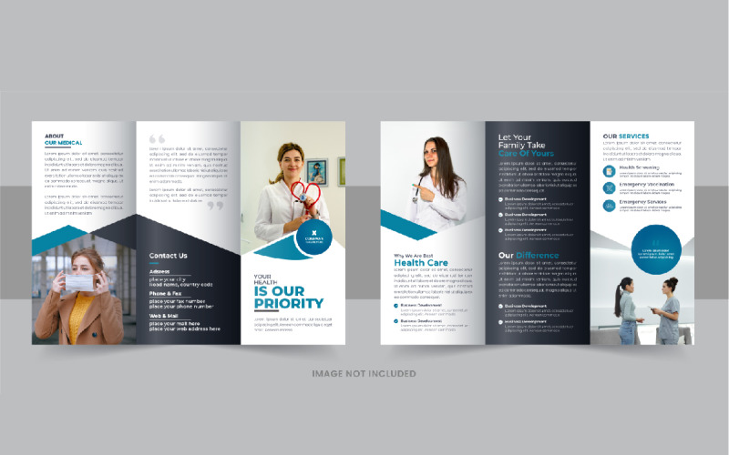 Gezondheidszorg of medisch driebladig brochureontwerp