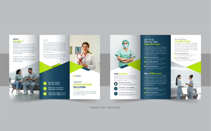 Gezondheidszorg of medische driebladige brochure