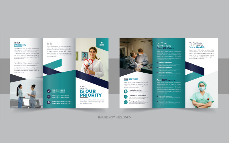 Opieka zdrowotna lub medyczny potrójny szablon broszury